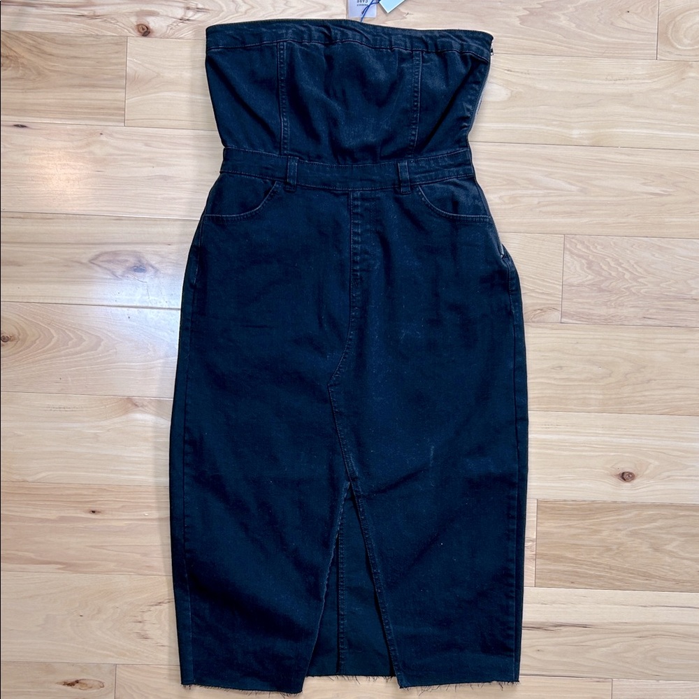 NWT Love Tree Denim Julip Black Strapless Stretchy Dress | Size Medium
